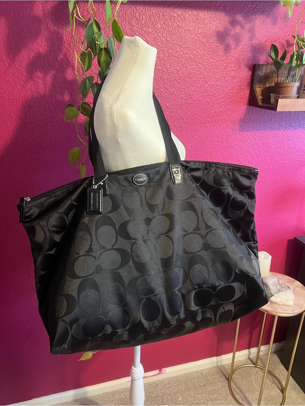 Coach Large Black Signature Jacquard Tote